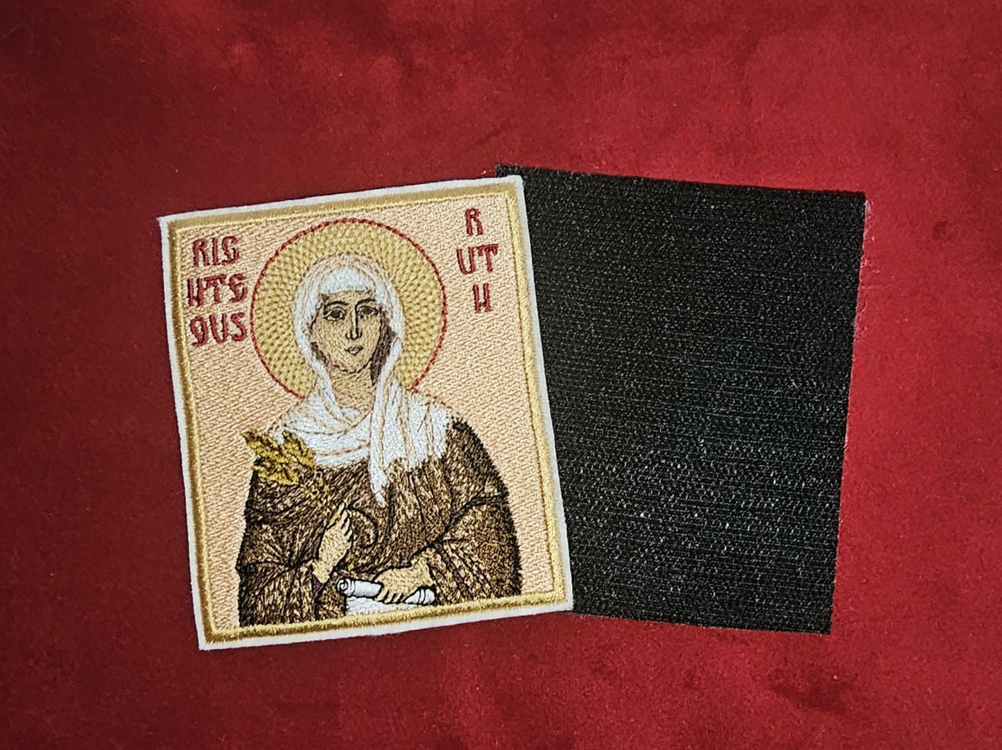 Righteous Ruth Embroidered Orthodox Pocket Icon or Patch 3.35 x 3.94 in Patch Hook Backing