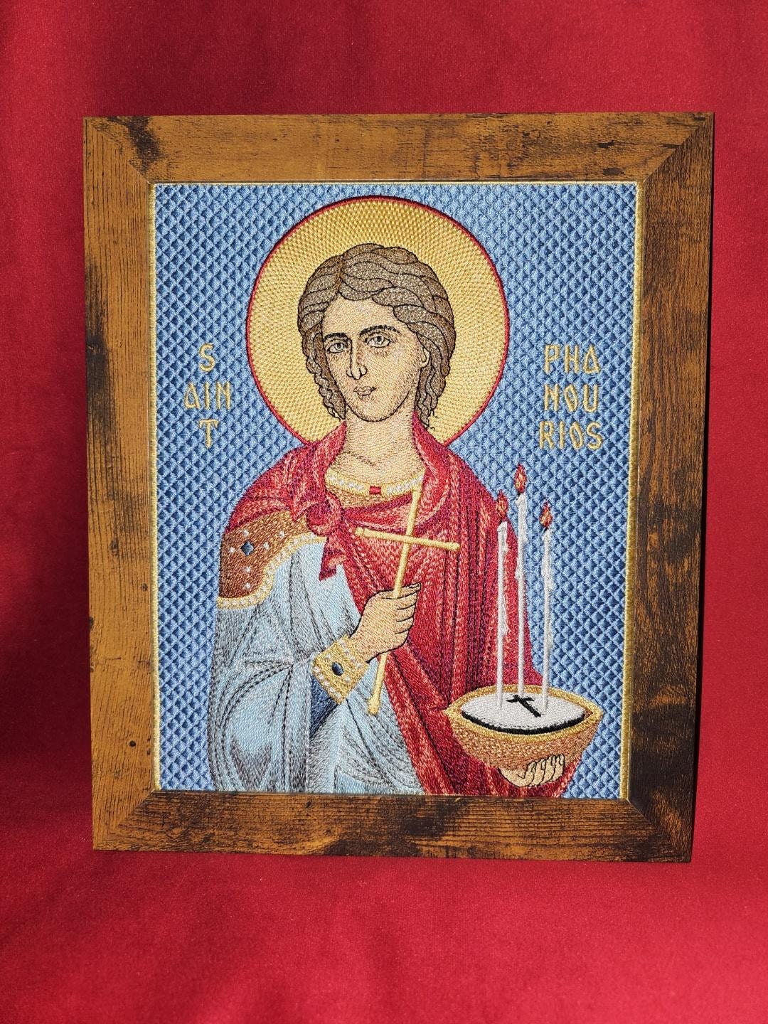 Saint Phanourios Orthodox Icon – 8x10 – Embroidered