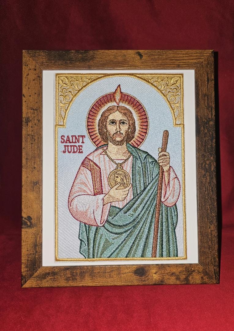Saint Jude Embroidered Orthodox Icon Orthodox Icon – Framed – 6.5x9.375 – Embroidered