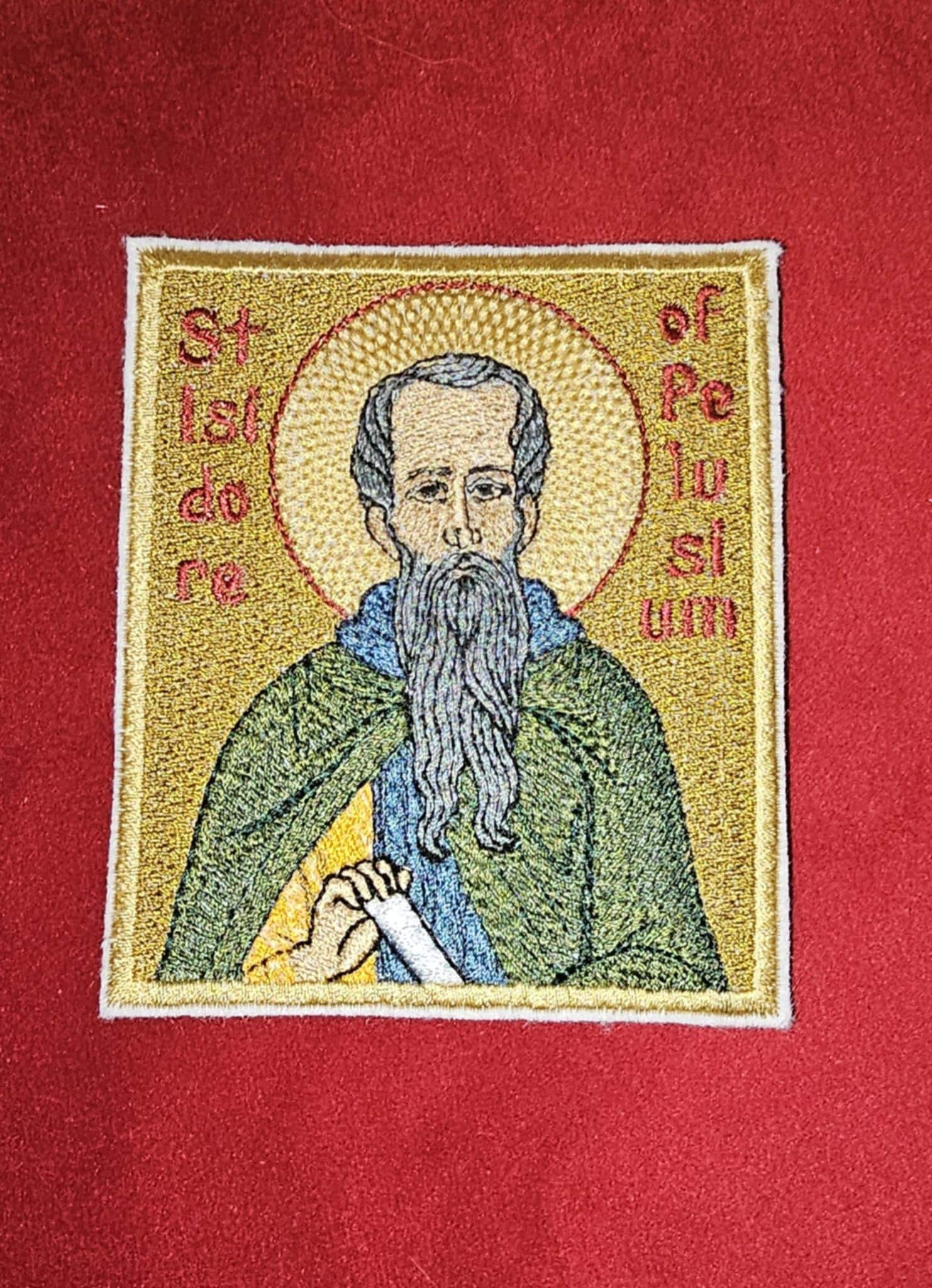 Saint Isidore of Pelusium Orthodox Embroidered Pocket Icon or Patch Orthodox Icon – Pocket Icon – 3.5x4" – Embroidered