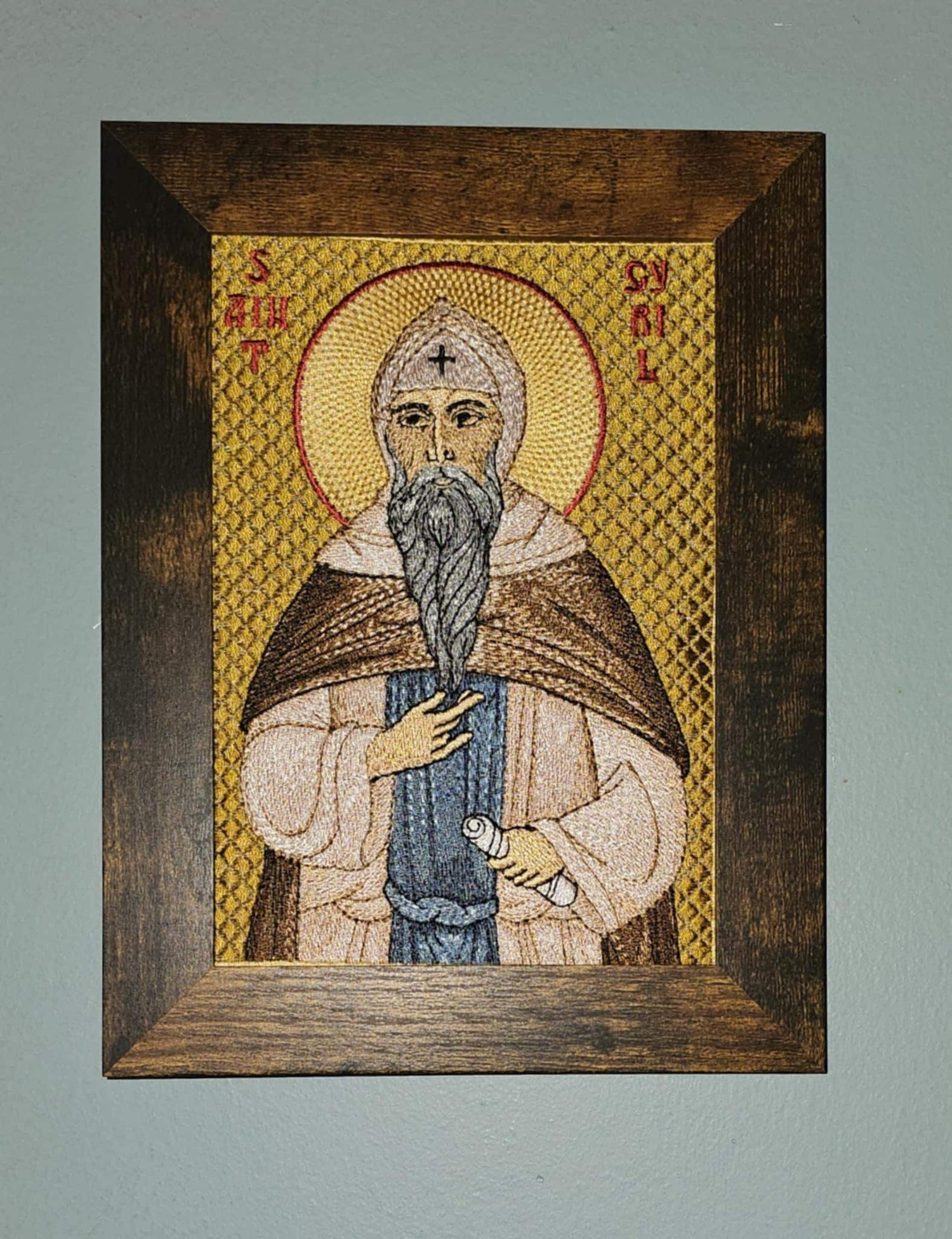 Saint Cyril Embroidered Byzantine Orthodox Christian Icon Orthodox Icon – 5x7 – Embroidered
