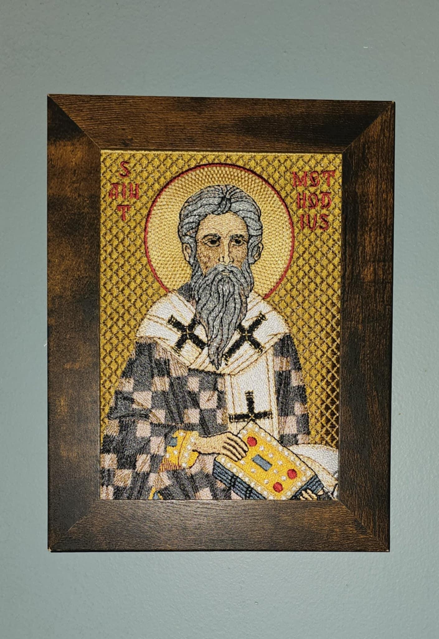 Saint Methodius Embroidered Byzantine Orthodox Christian Icon Orthodox Icon – 5x7 – Embroidered