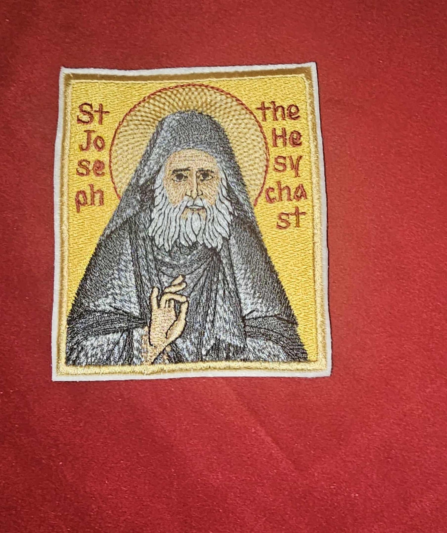 Saint Joseph the Hesychast Embroidered Icon Patch Orthodox Gift Orthodox Icon – 3.5x4 – Embroidered