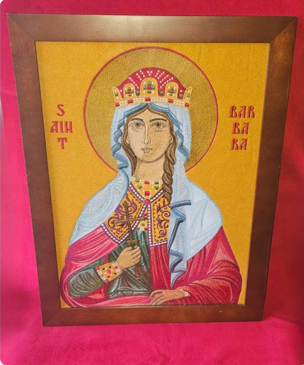 Saint Barbara the Great Martyr Orthodox Icon – 12x16 – Embroidered