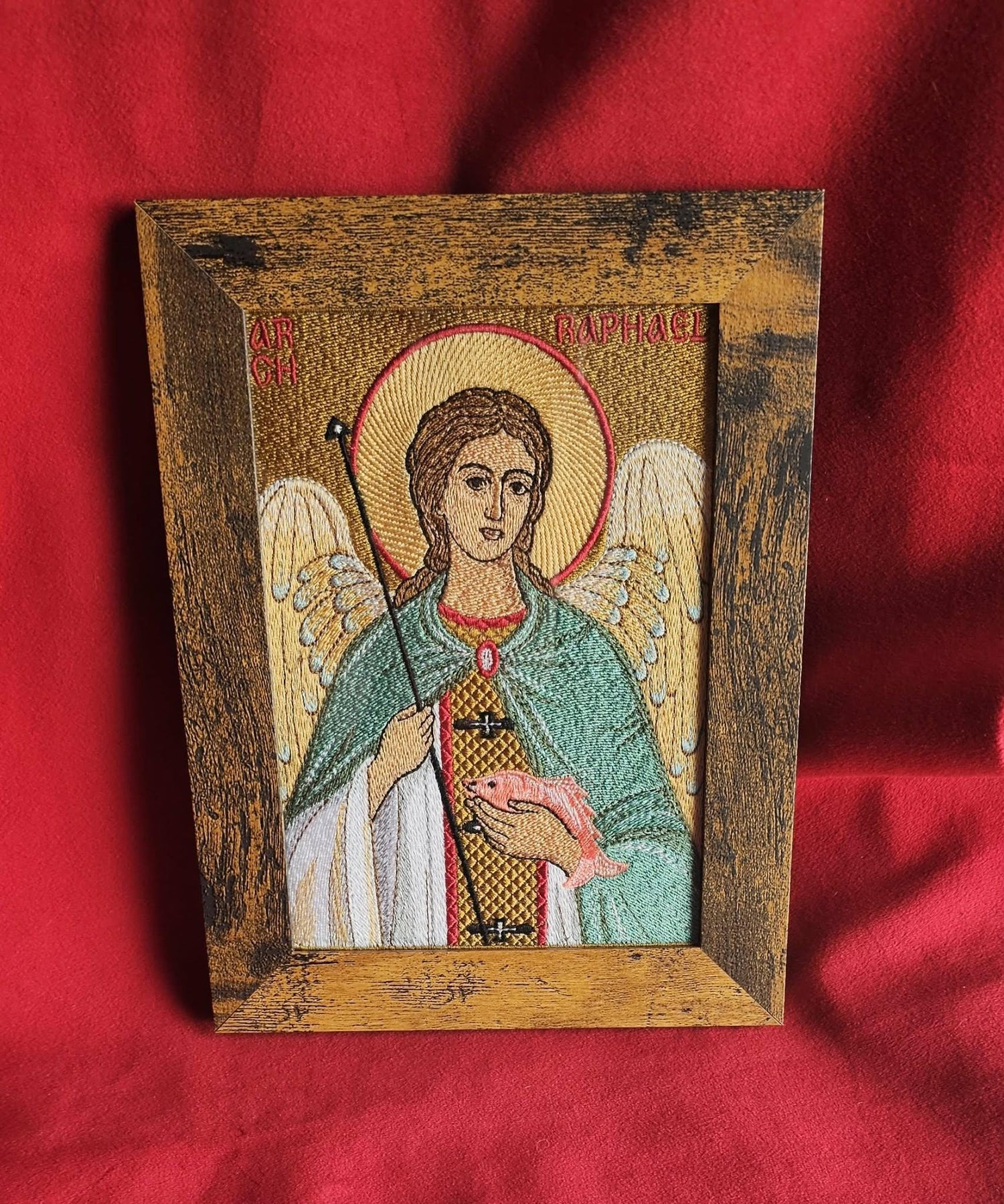 Saint Raphael Orthodox Christian Gift Byzantine Style Icon Orthodox Icon – 5x7 – Embroidered