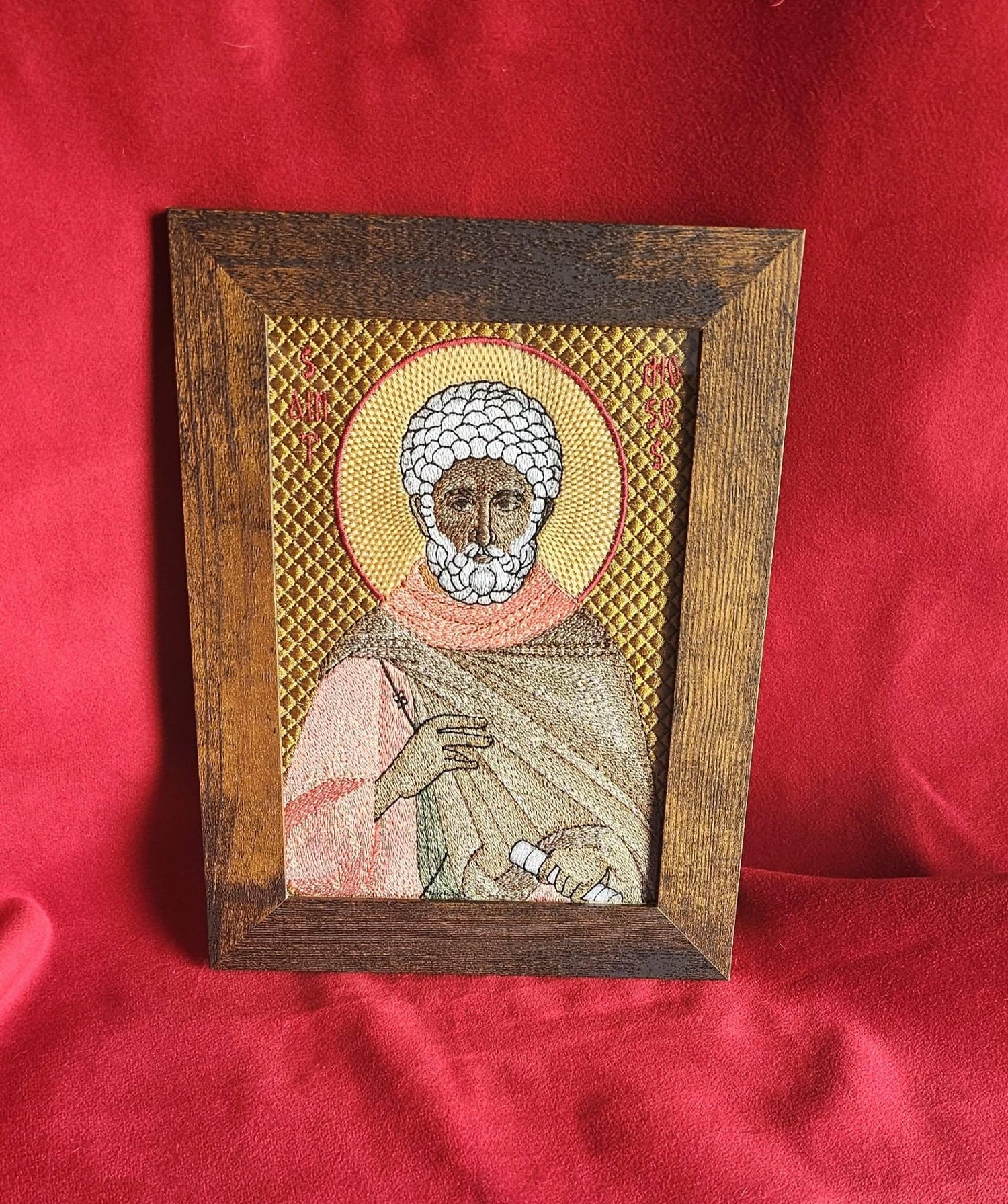 Saint Moses the Ethiopian Orthodox Embroidered Icon Saint Moses the Black Orthodox Icon – 5x7 – Embroidered