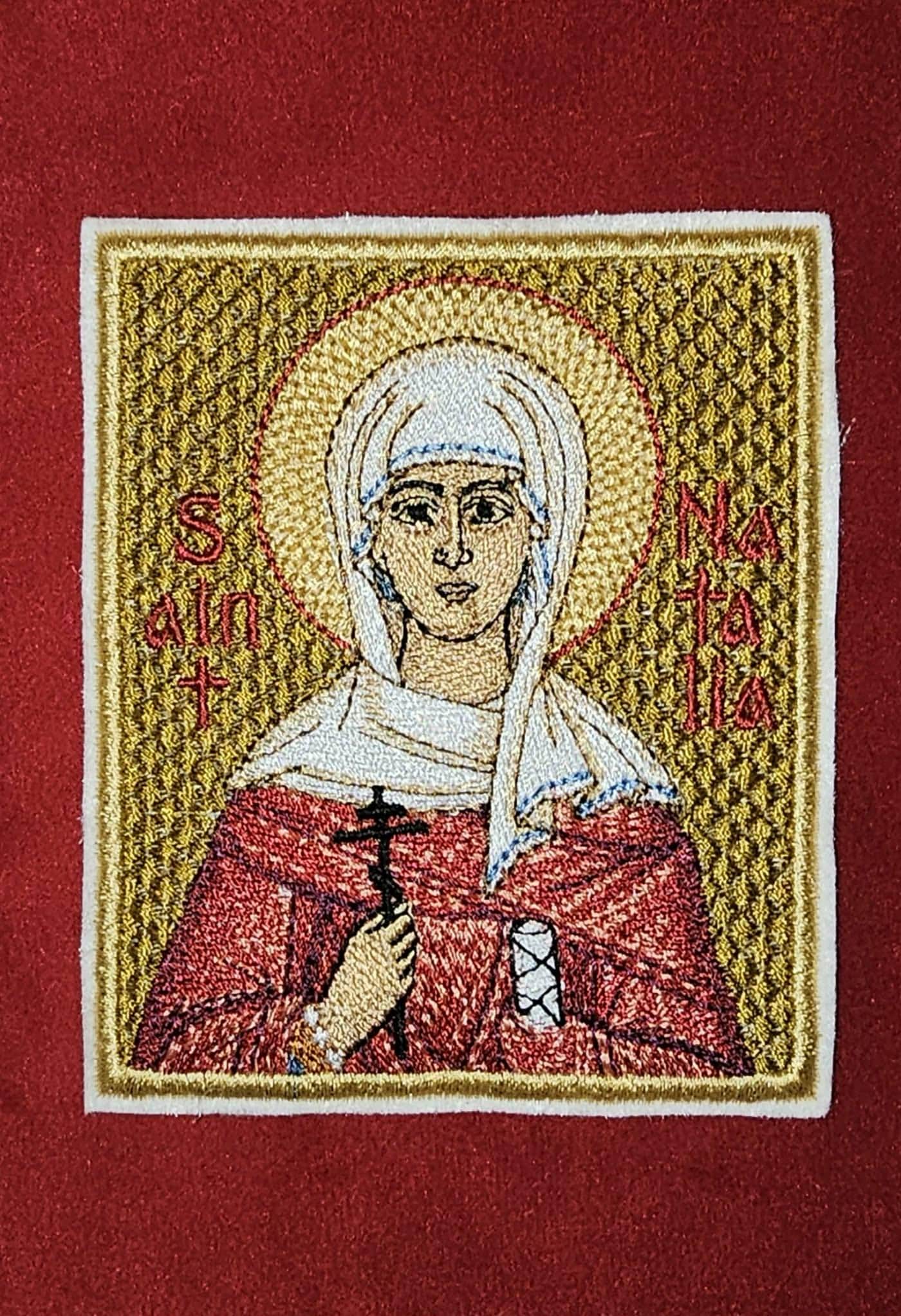 Saint Natalia of Nicomedia Embroidered Orthodox Pocket Icon Small Devotional Icon Orthodox Christian Gift Patron of Faithful Marriage Orthodox Icon – Pocket Icon – Embroidered