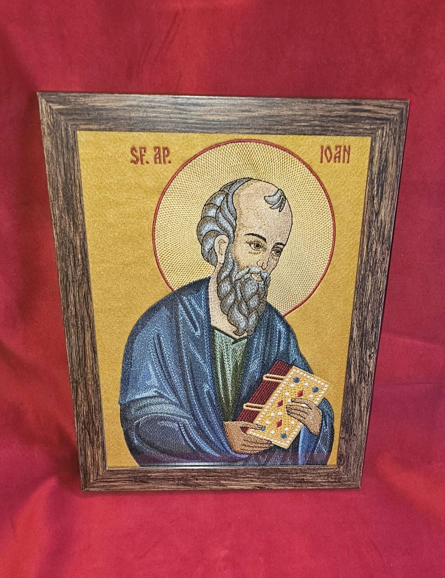 Saint John the Evangelist Orthodox Icon Orthodox Icon – Framed – 8.3x12 – Embroidered