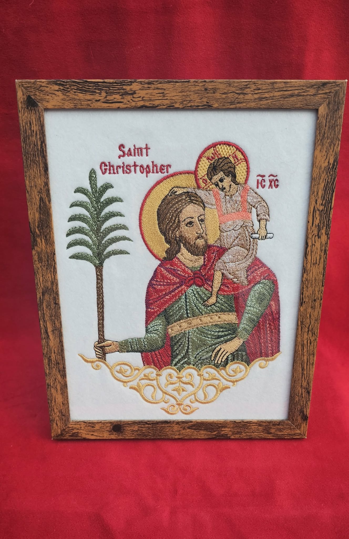 Saint Christopher Embroidered Byzantine Orthodox Christian Icon Orthodox Icon – 7x9 – Embroidered