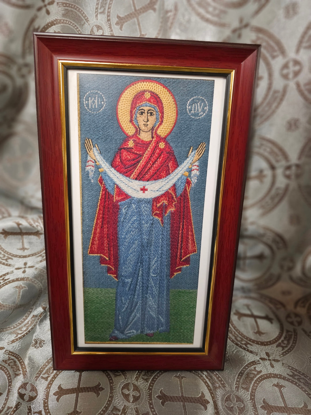 4x9.5 Protection of The Holy Theotokos Byzantine Orthodox Christian Icon