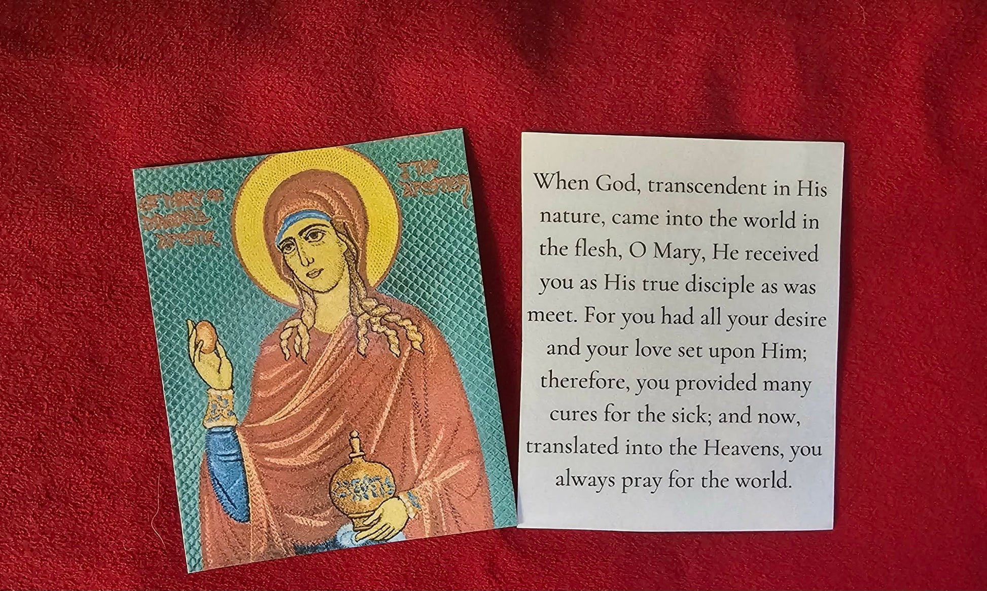 Saint Mary Magdalene Laminated Orthodox Prayer Card Orthodox Icon – Prayer Card – 3.25 x 3.75 inches