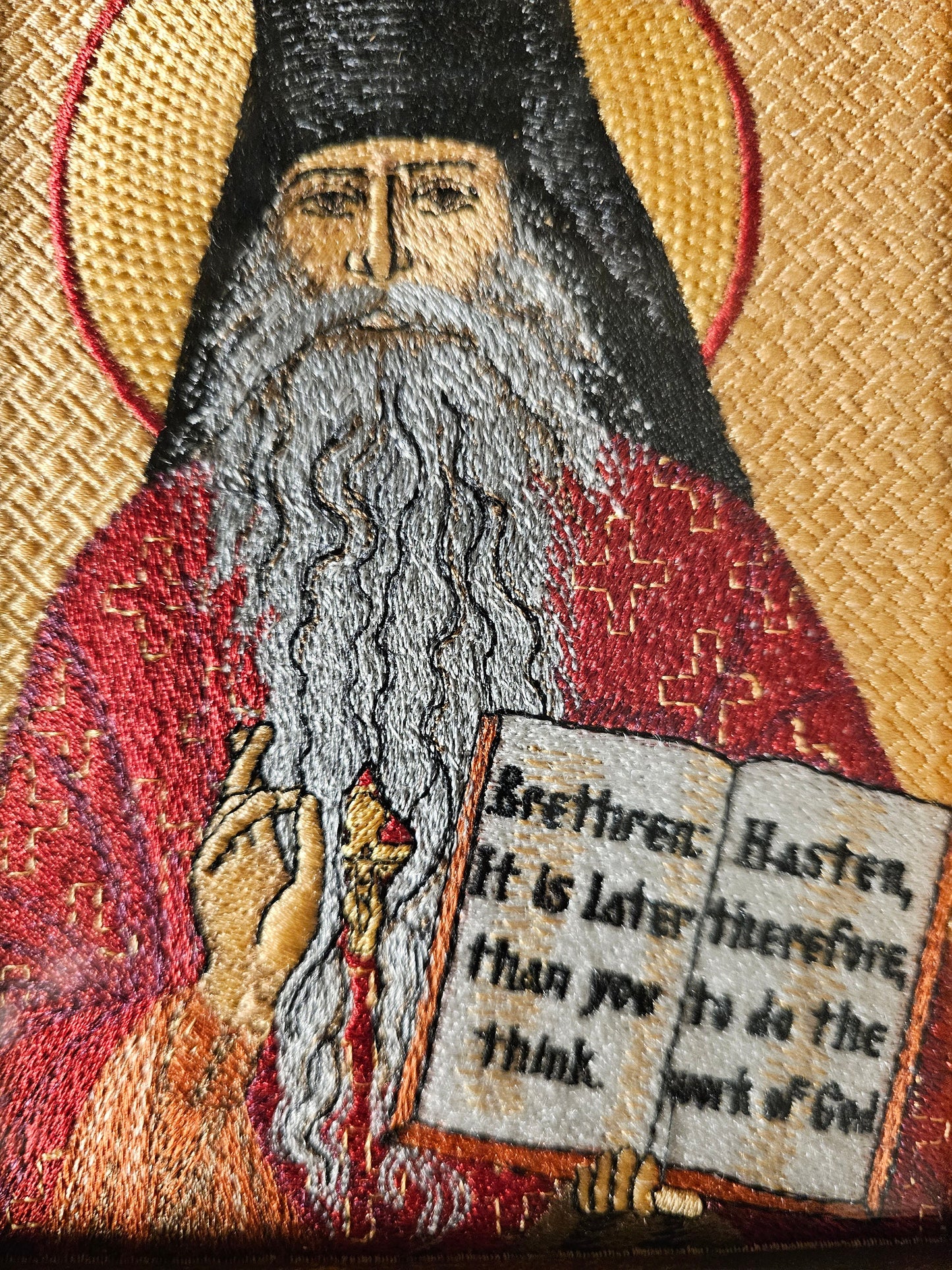 Fr. Seraphim Rose 5x7 Byzantine Orthodox Christian Icon, Machine Embroidered