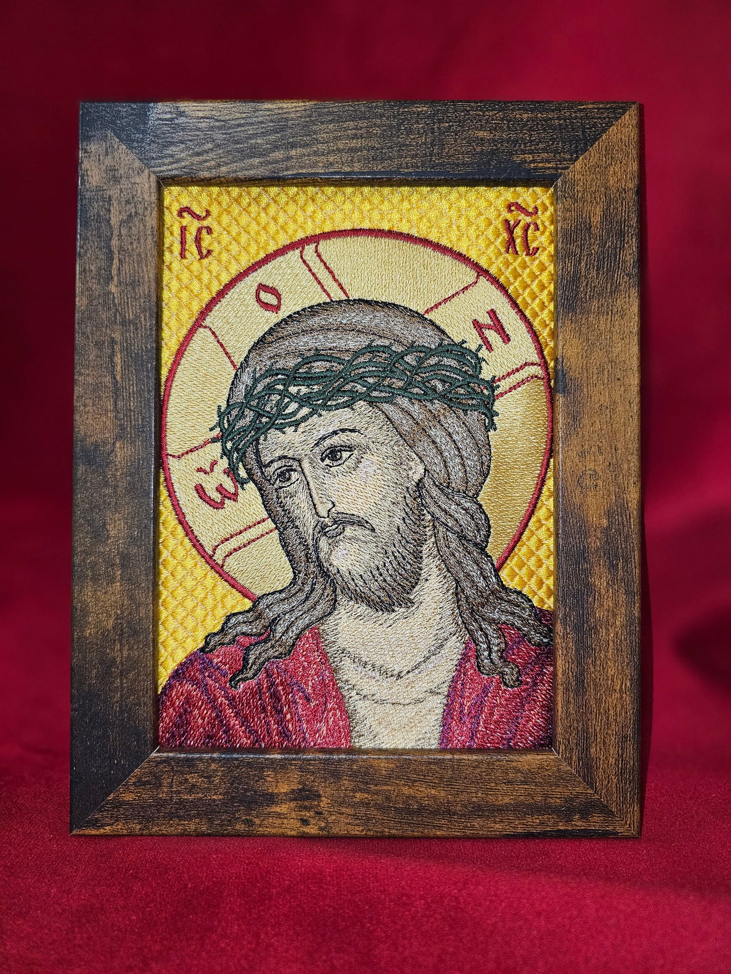 5x7 Embroidered The Passion of Jesus Christ Byzantine Orthodox Christian Icon