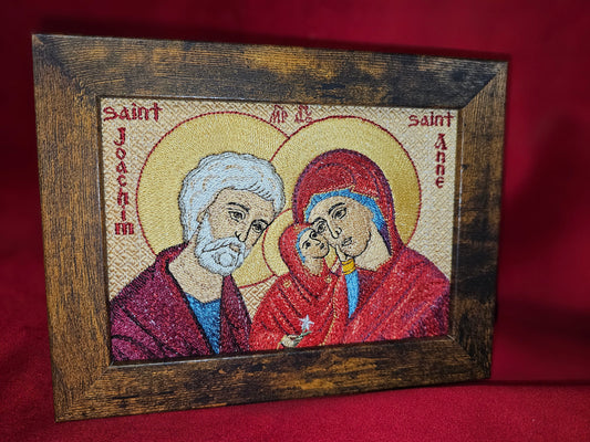 5x7 Saints Joachim And Anne, Embroidered Byzantine Orthodox Christian Icon