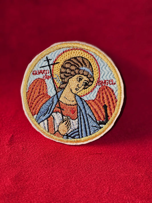 2.5 inch Guardian Angel Byzantine Orthodox Christian Embroidered Pocket Icon