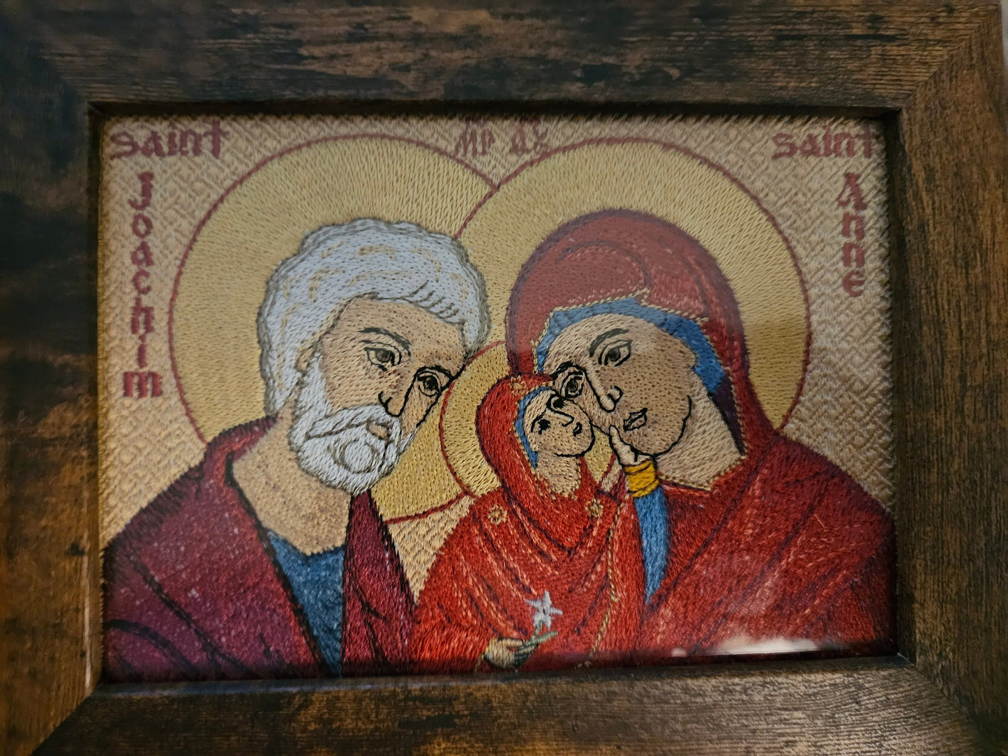 5x7 Saints Joachim And Anne, Embroidered Byzantine Orthodox Christian Icon