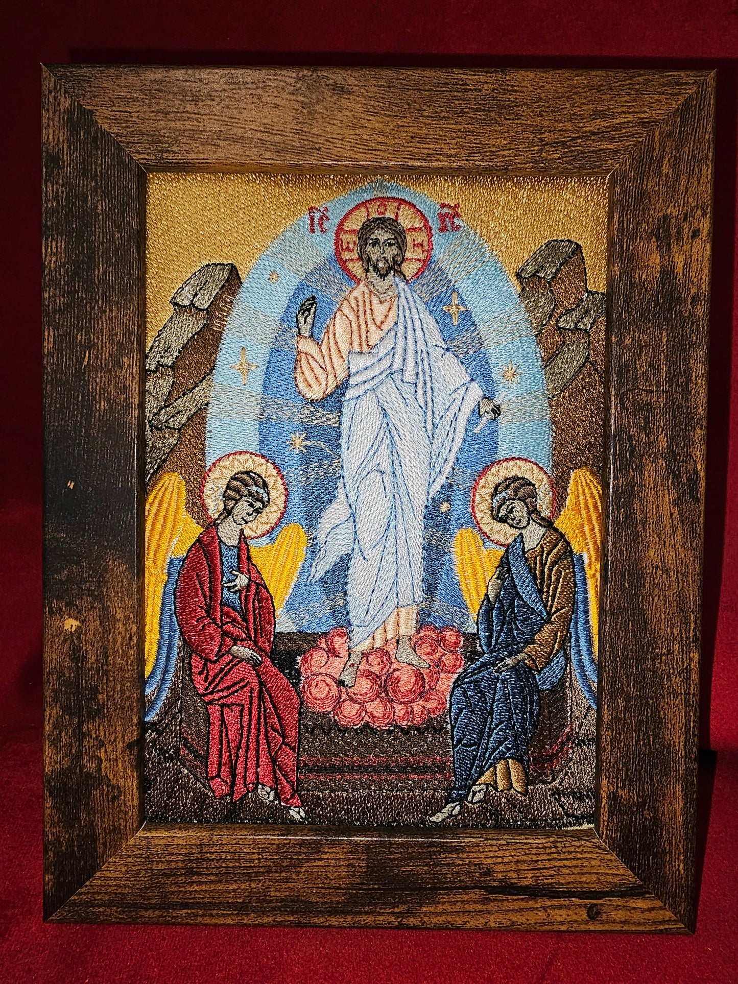 Resurrection of Jesus Christ - 5x7 Embroidered Byzantine Orthodox Christian Icon