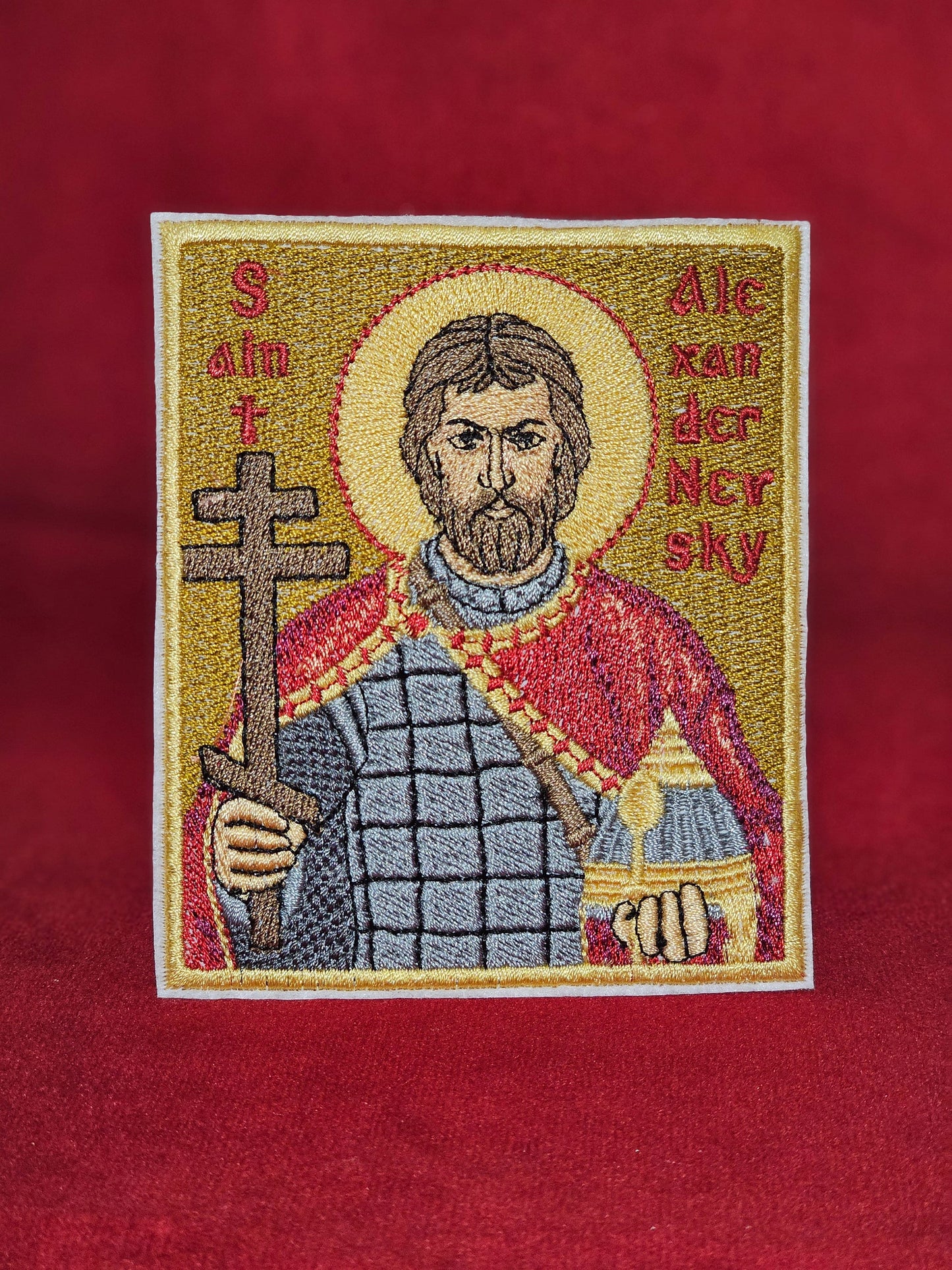 4x4 Saint Alexander Nevsky Orthodox Embroidered Pocket Icon