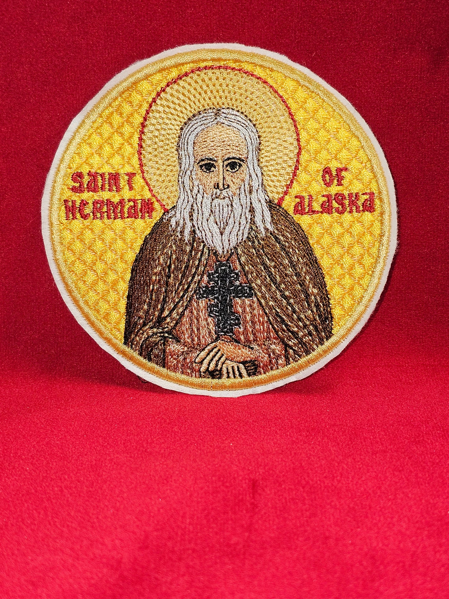 Embroidered St. Herman of Alaska Orthodox Pocket Icon 4 Inches