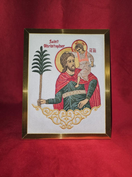 7x9 St. Christopher Embroidered Byzantine Orthodox Christian Icon