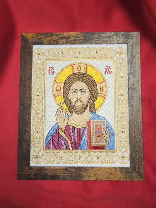 Jesus Christ Pantocrator 8x10 Embroidered Orthodox Icon