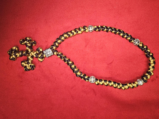 50 knot Black and Gold Orthodox Prayer Rope Komboskini-Brojanica~Chotki