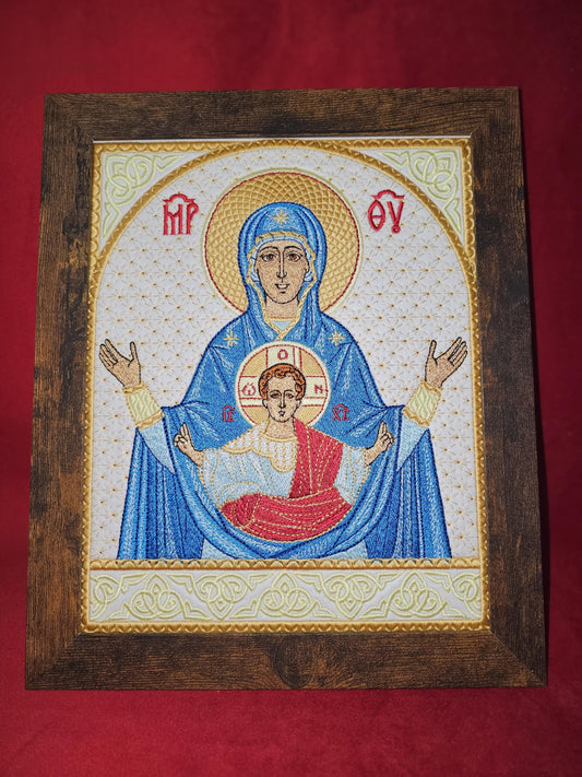 8x10 Theotokos of the Sign Oranta Embroidered Orthodox Icon