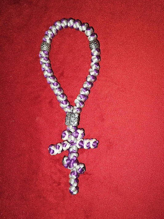 30 Knot Purple and White Orthodox Prayer Rope Komboskini-Brojanica~Chotki