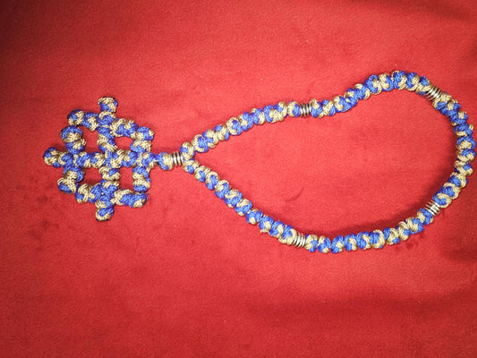 50 knot Blue and Silver Orthodox Prayer Rope Komboskini-Brojanica~Chotki