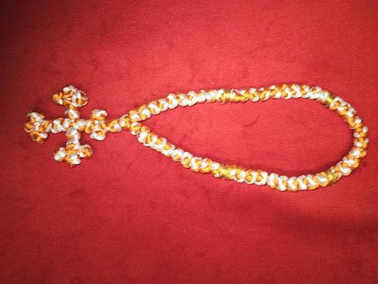 50 knot Orange and White Orthodox Prayer Rope Komboskini-Brojanica~Chotki