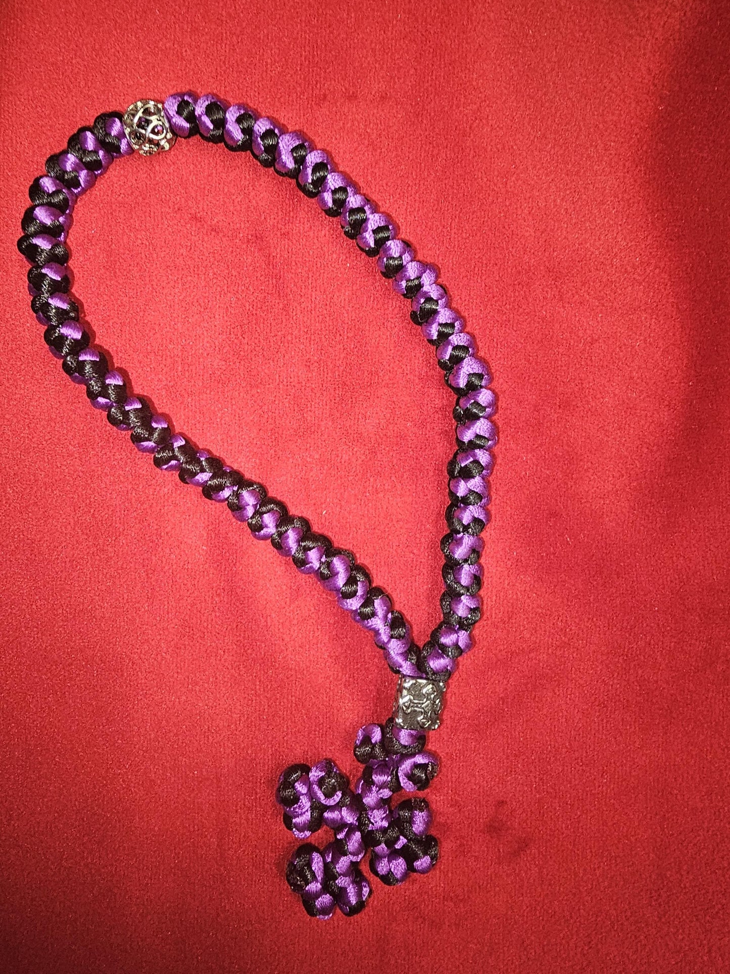 50 knot Black and Purple Orthodox Prayer Rope Komboskini-Brojanica~Chotki