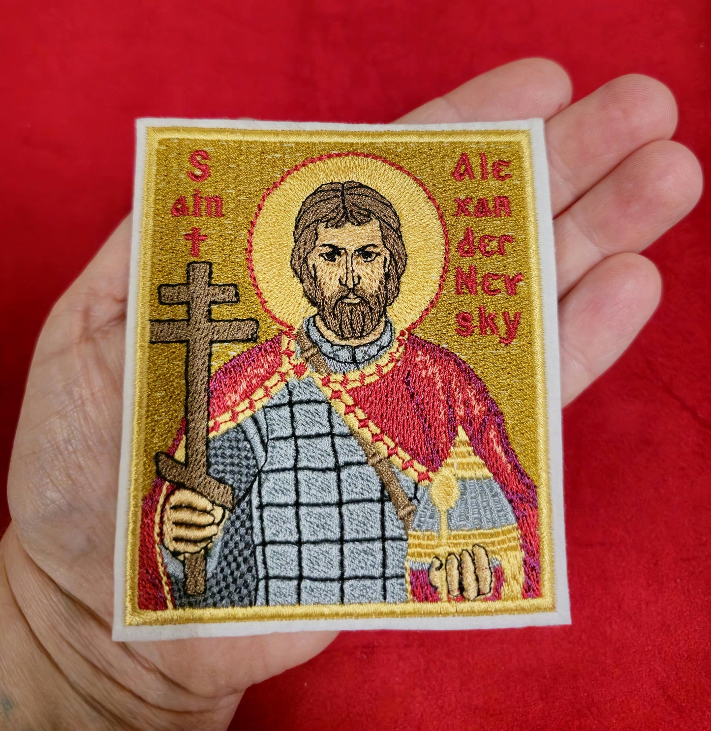 4x4 Saint Alexander Nevsky Orthodox Embroidered Pocket Icon