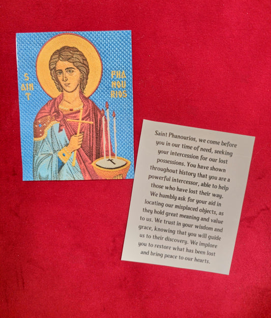 Saint Phanourios Laminated Orthodox Prayer Card