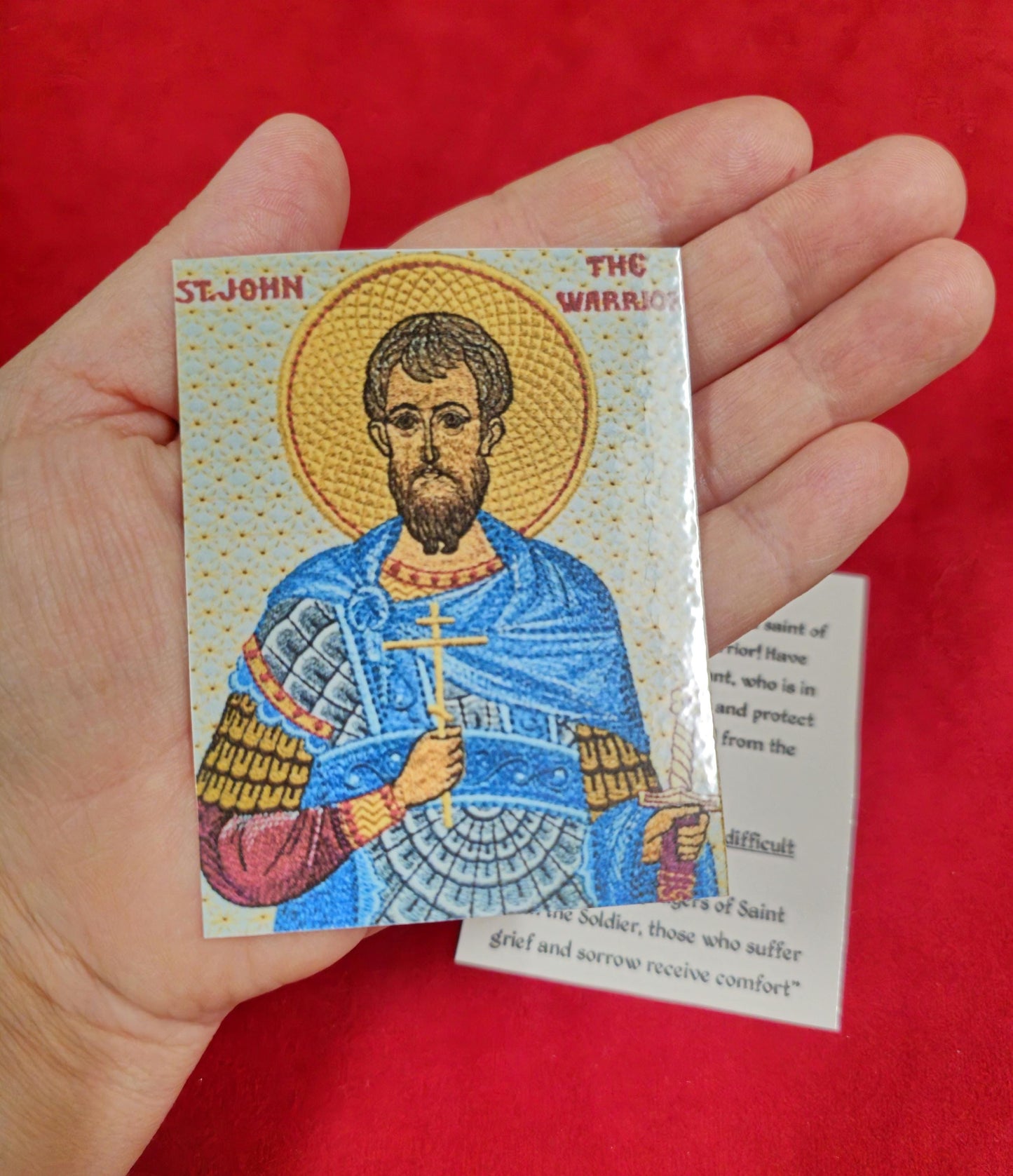 Saint John The Warrior Laminated Orthodox Prayer Card