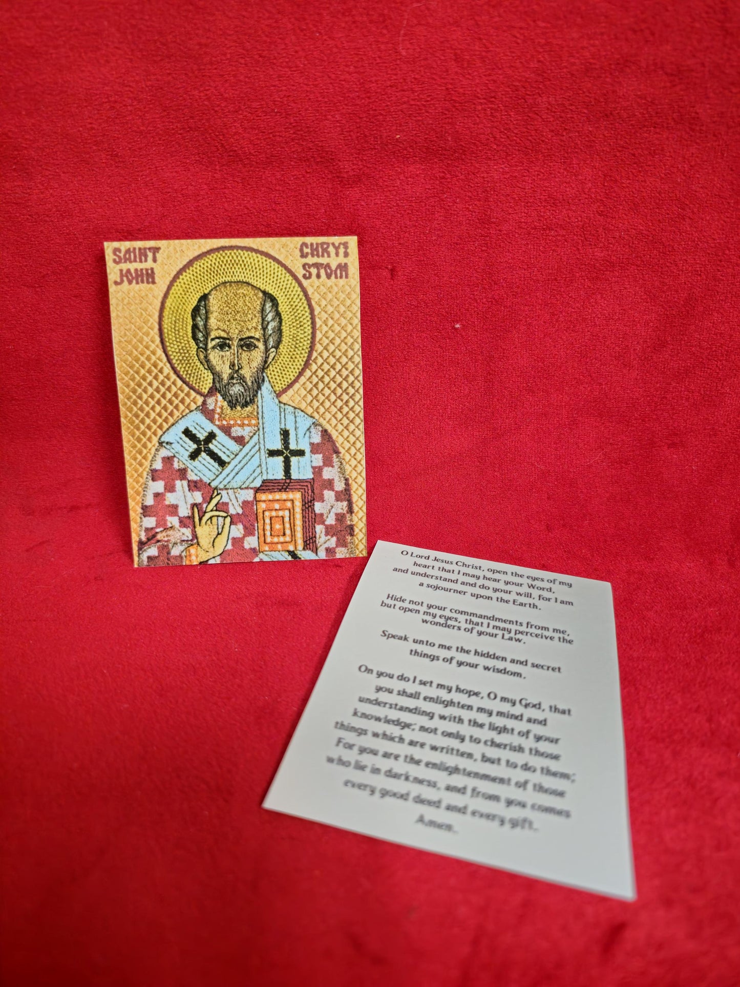 Saint John Chrysostom Laminated Orthodox Prayer Card