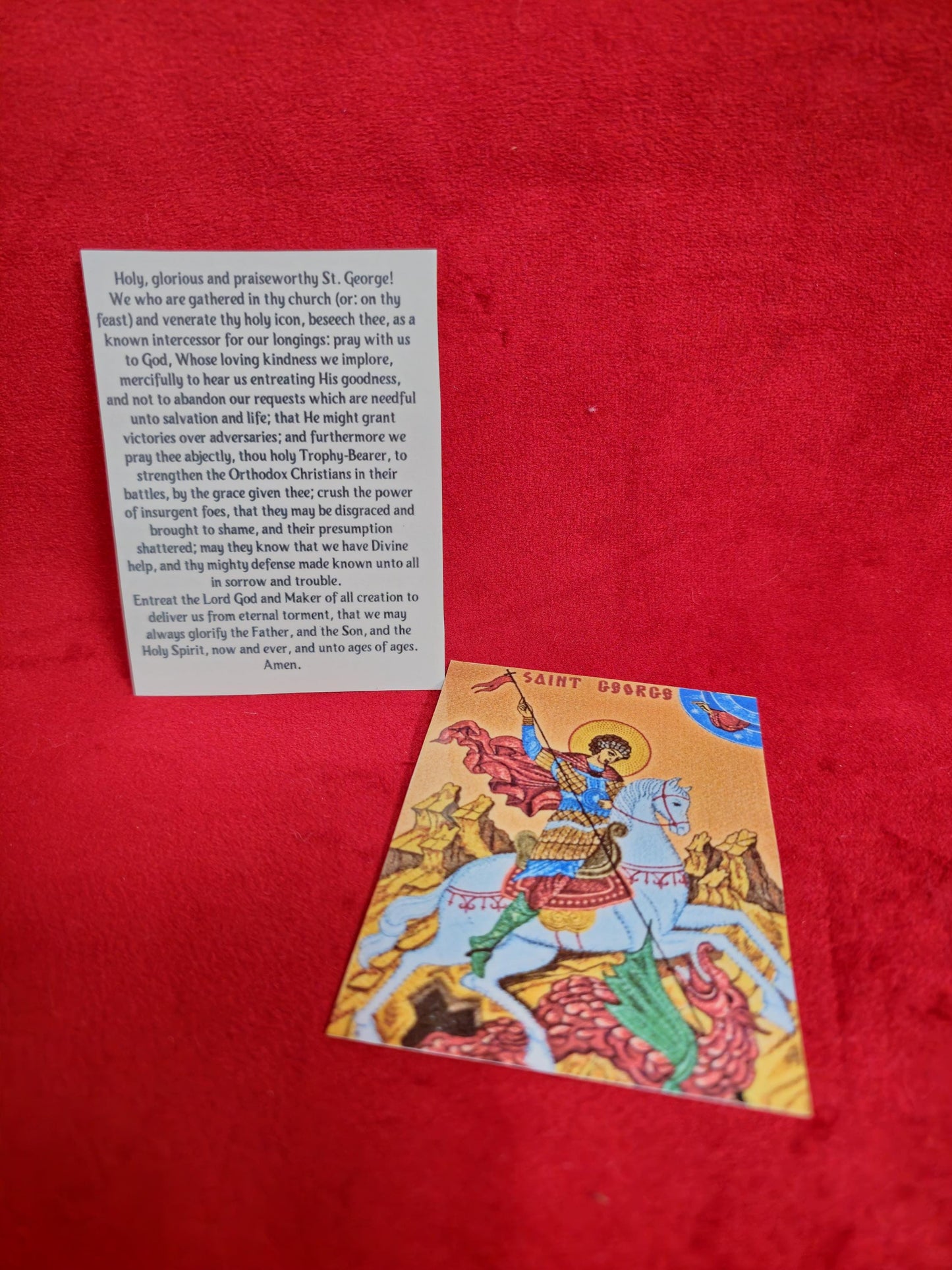 Saint George Laminated Orthodox Prayer Card