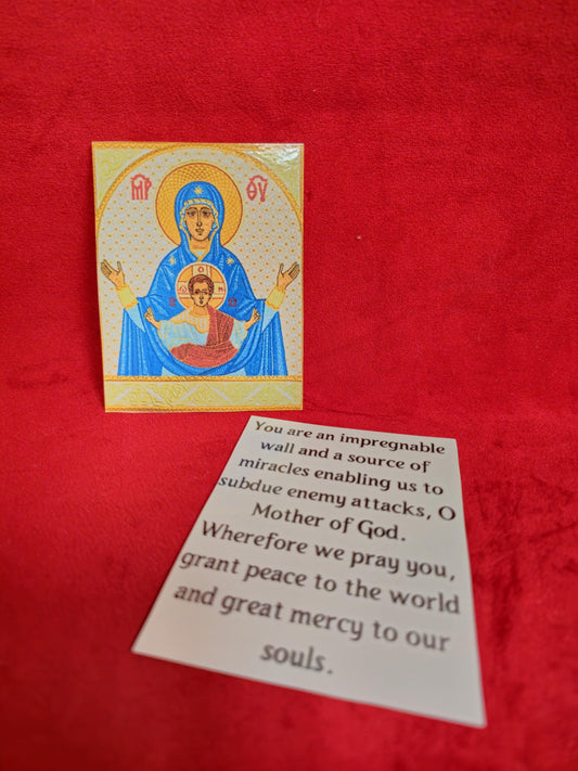 Theotokos of the Sign Laminated Orthodox Prayer Card