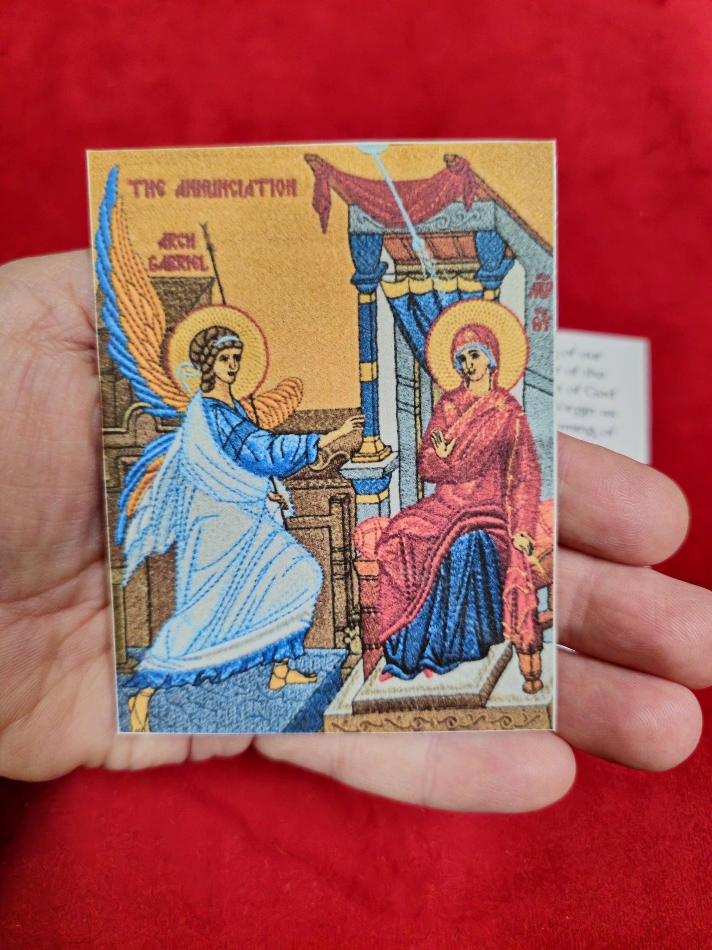 The Annunciation Laminated Orthodox Prayer Card