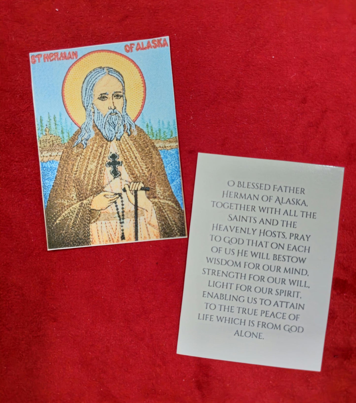 St Herman of Alaska Laminated Orthodox Prayer Card