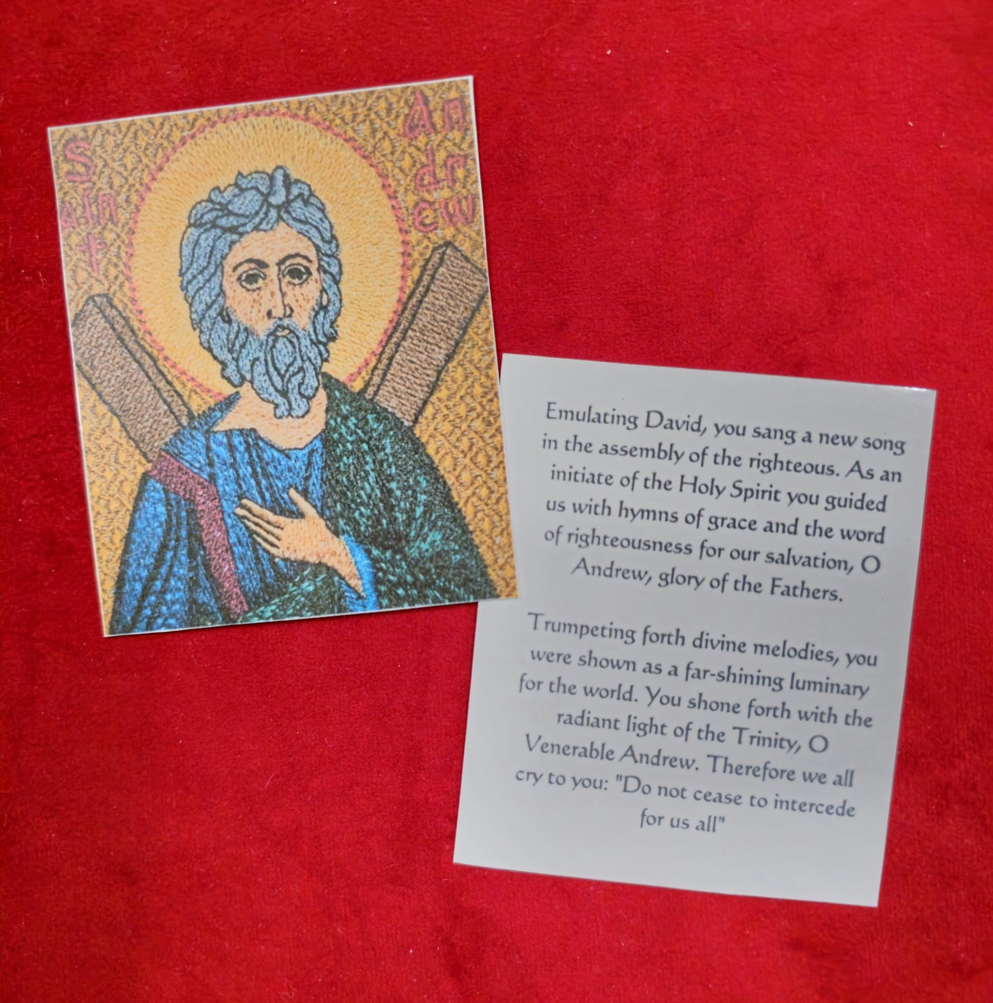 St Andrew The Apostle Laminated Orthodox Prayer Card