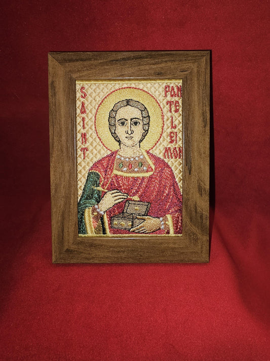 Saint Panteleimon 3.5x4.72 Embroidered Orthodox Icon