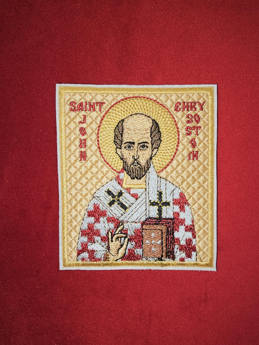 3.35x3.94" Saint John Chyrsostom Orthodox Embroidered Pocket Icon