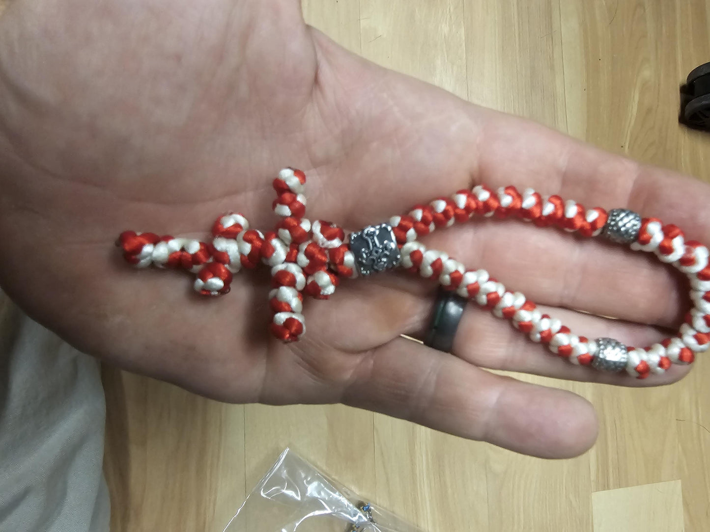 30 Knot Red and White Orthodox Prayer Rope Komboskini-Brojanica~Chotki