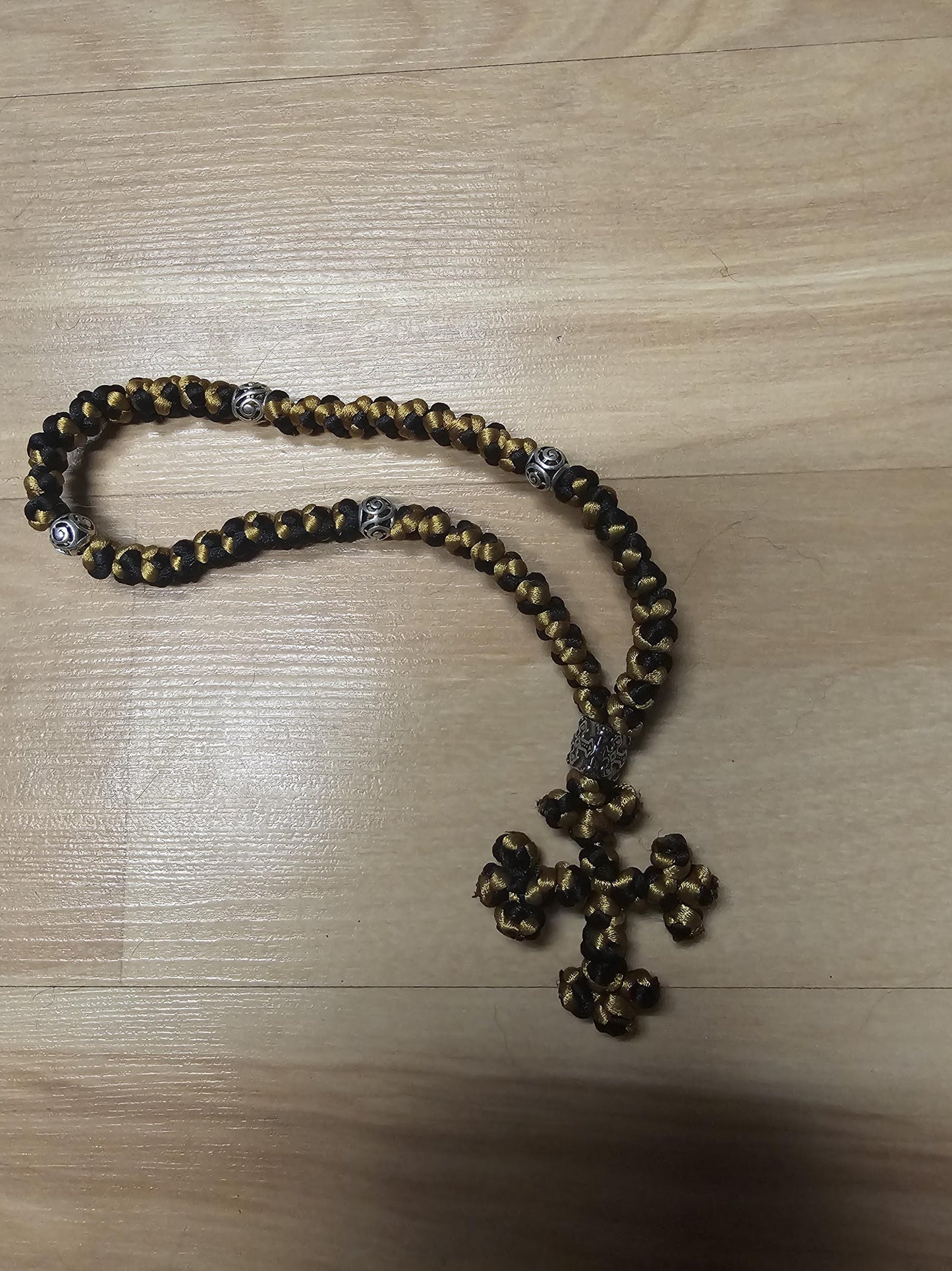 50 knot Dark Green and Gold Orthodox Prayer Rope Komboskini-Brojanica~Chotki