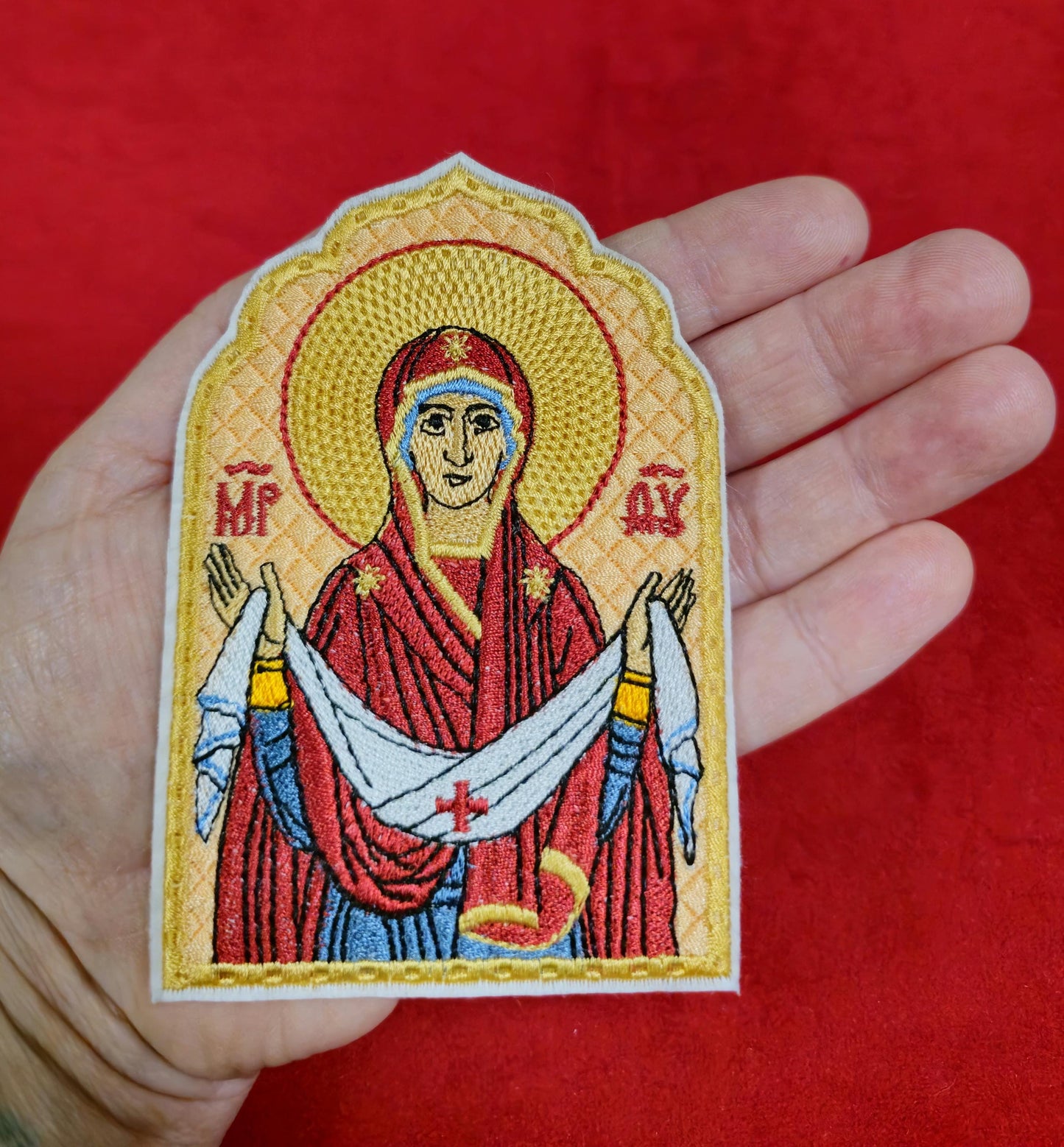 Protection Of The Theotokos Pocket Icon, Byzantine Orthodox Christian Icon 2.75×4.5