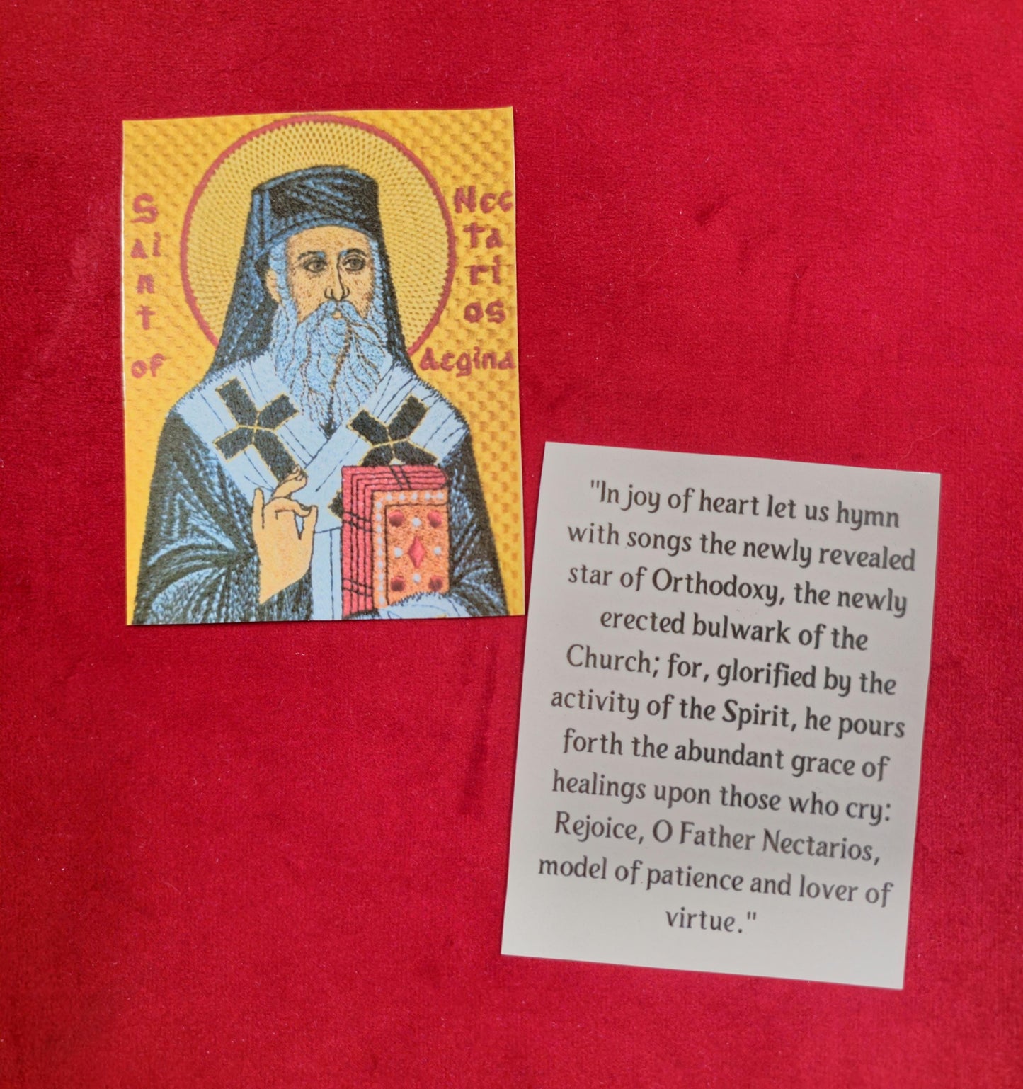 Saint Nectarios Laminated Orthodox Prayer Card