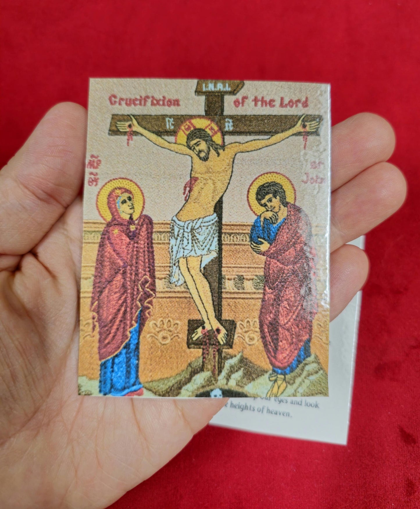 Crucifixion of Jesus Christ Laminated Orthodox Prayer Card