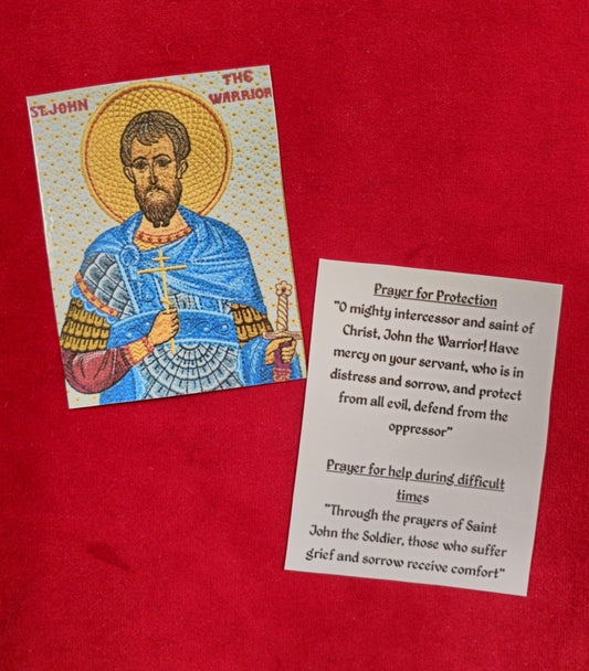 Saint John The Warrior Laminated Orthodox Prayer Card