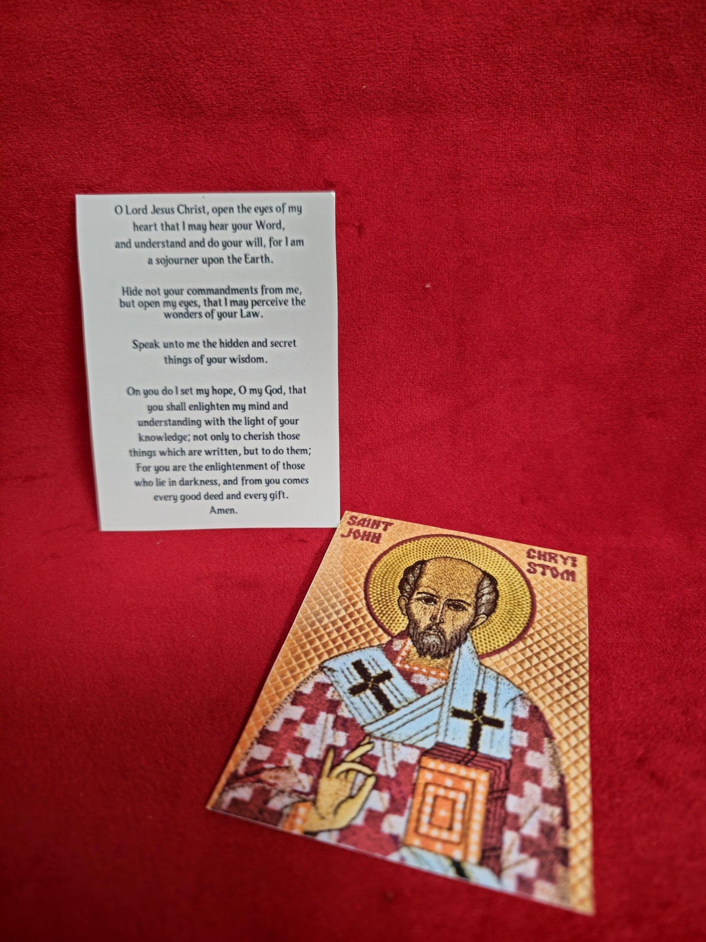 Saint John Chrysostom Laminated Orthodox Prayer Card