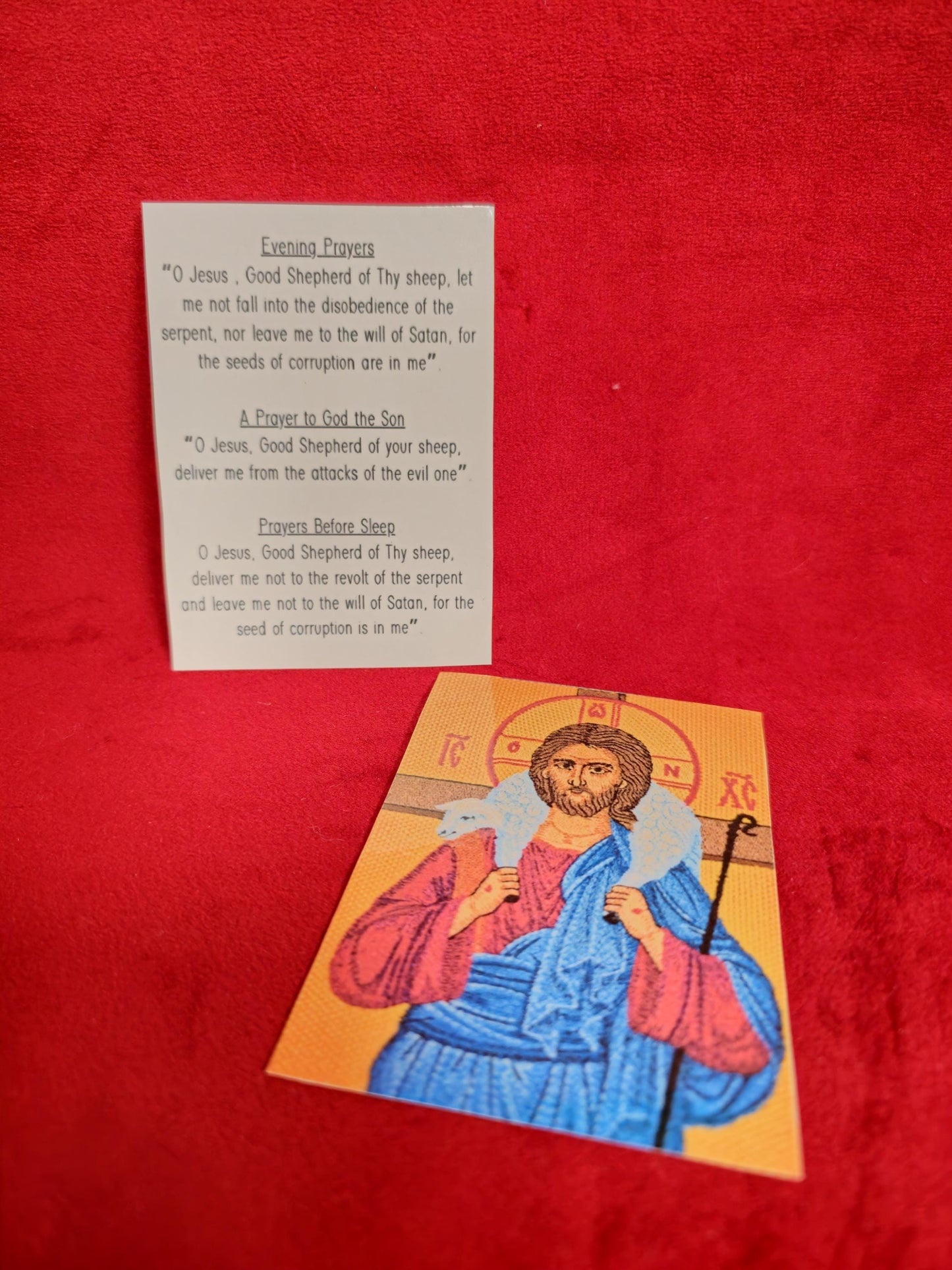 The Good Shepherd Laminated Orthodox Prayer Card